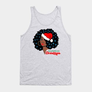 Just a Girl Who Loves Christmas, Black Woman Tank Top